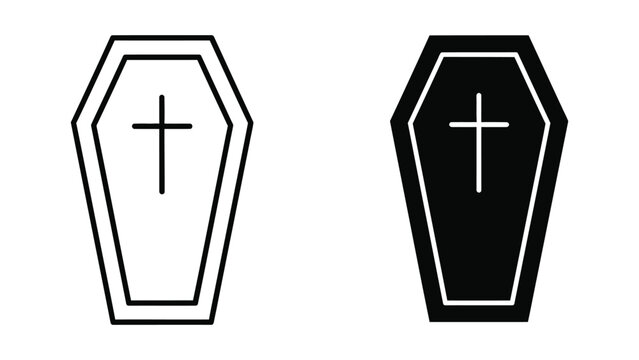 Black and white coffin icons