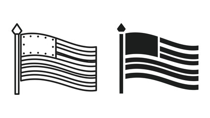 American flags waving on poles