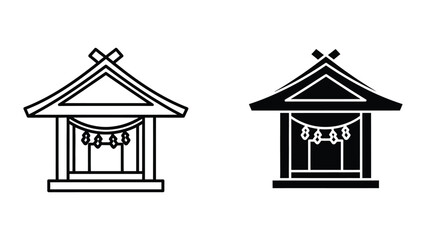 House or temple icon set