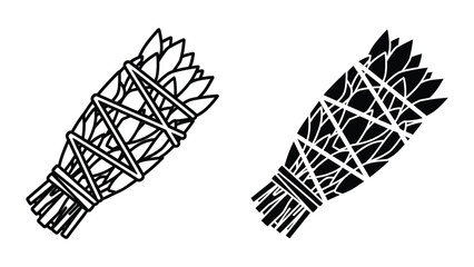 Black and white illustration of tied wheat or barley