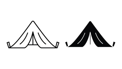 Simple black and white tent icons