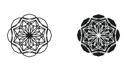 Black and white mandalas on white background