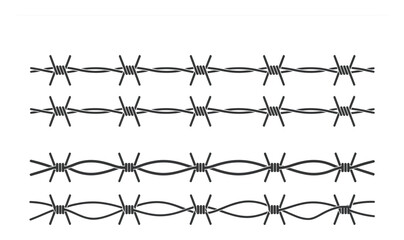 Four Rows of Barbed Wire Patterns on White Background