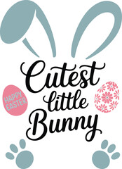 Obraz premium Adorable Cutest Little Bunny Easter Design with Bunny Ears and Pink Eggs
