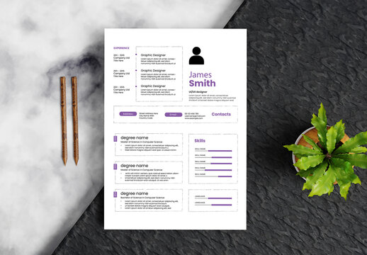 Minimal Professional Resume CV Template Design