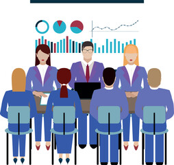 Obraz premium Diverse business team brainstorming success strategy in modern office with growth chart