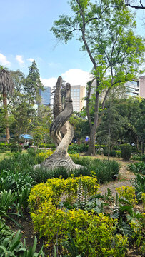 Mexico City, Mexico - Jan 14, 2026: Lincoln Park or Park of Mirrors in Polanco surrounded by houses and buildings with reflecting fountains for regattas and flotillas with miniature model boats