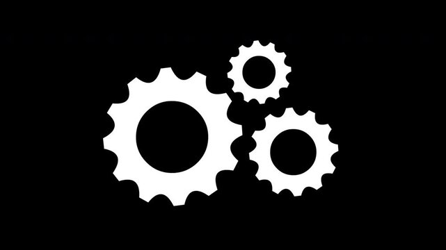 White Gear Cogwheel Settings Icon on Black Background &ndash; System Configuration Concept