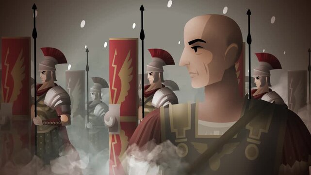 scipio commanding roman army in the mist