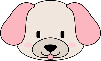 십이지 십이지신 12 동물 핑크와 아이보리 색상의 귀여운 캐릭터 개의 얼굴 © Ostrich