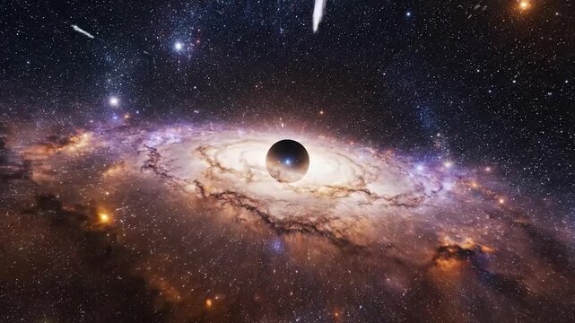 A celestial body travels through a vibrant at incredible speed