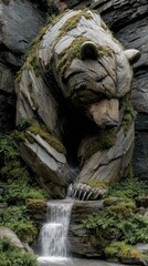 Carved Stone Bear Waterfall