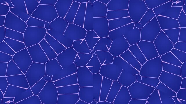 Abstract deep blue geometric pattern with glowing neon purple lines creating a cellular, network-like structure with a central vortex effect.