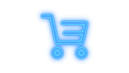 Glowing neon shopping cart icon isolated on transparent background. E-commerce symbol. Online shop. Retail. Purchase. Market. © mominulim