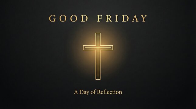 Reflective depiction of a glowing cross for good friday observance and remembrance