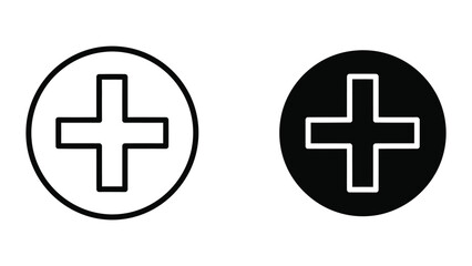 Fototapeta premium Plus Sign in Circle Vector Icon for Add, Zoom, and Medical Symbols