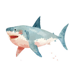 Obraz premium Watercolor Great White Shark Illustration Ocean Predator Animal Art.