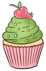 Cupcake cute,food dessert, sweet, cream ,illustration
