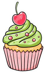 Cupcake cute,food dessert, sweet, cream ,illustration
