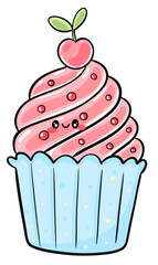 Cupcake cute,food dessert, sweet, cream ,illustration