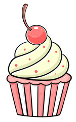 Cupcake cute,food dessert, sweet, cream ,illustration