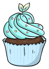 Cupcake cute,food dessert, sweet, cream ,illustration