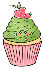 Cupcake cute,food dessert, sweet, cream ,illustration
