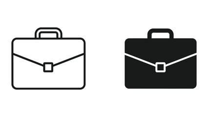 Briefcase icons in outline and solid black for business and work themes © fahad