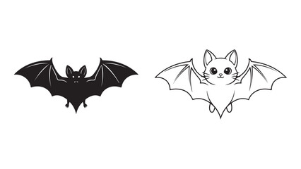 Obraz premium Cute cartoon bats: silhouette and whimsical design