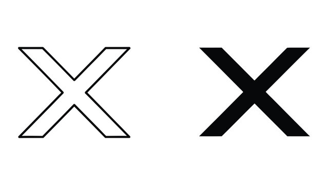 Minimalist Letter X Icons for Close Cancel and Delete UI Design