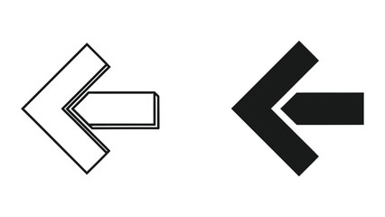 Left Arrow Icon, Back Direction Symbol, Outline and Solid Vector Graphics
