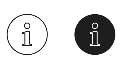 Information "i" Symbol Icon Set in Outline and Solid Black Circular Style