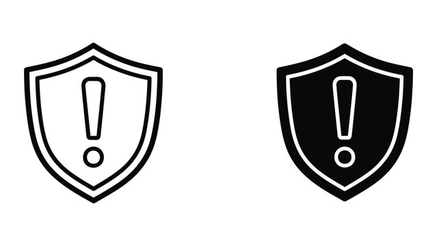 Shield with exclamation mark icon representing security alert, warning, and protection status.
