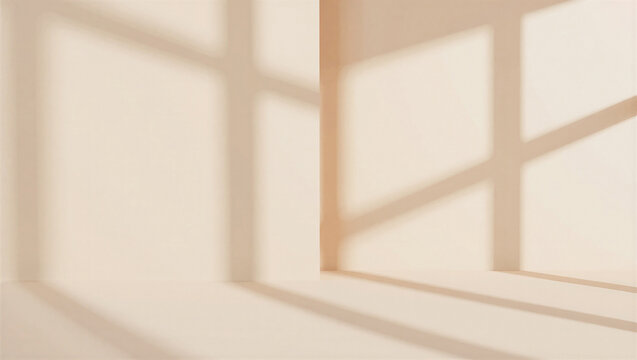 Interior corner with soft window light casting shadow patterns on neutral walls