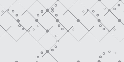 Abstract gray geometric network background with circles and grid lines
