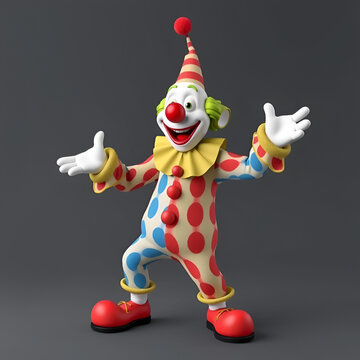 Fun 3D cartoon clown dancing