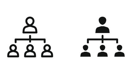 Organizational Chart Icons: Business Hierarchy, Team Structure, and Management Flow