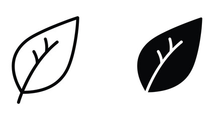 Fototapeta premium Simple Leaf Icon - Outline and Filled Versions for Nature and Eco Themes