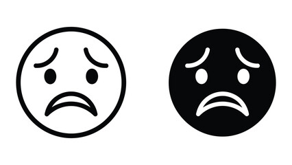 Obraz premium Sad Face Emoji Icons: Outline and Solid Black Expressions of Unhappiness