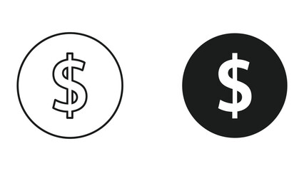 Obraz premium Minimalist Dollar Sign Currency Icon in Outline and Solid Style