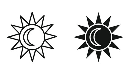 Sun and Moon Celestial Icon Set for Day and Night Cycle Design