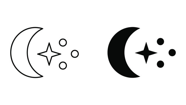 Minimalist Moon and Star Icon Set for Night Weather or Magic Design