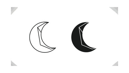 Crescent Moon Icons: Outline and Solid for Night, Sky, and Celestial Themes © Fahad