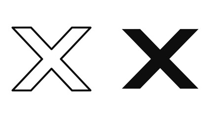Fototapeta premium Bold Letter X Close and Delete Icons in Outline and Solid Styles