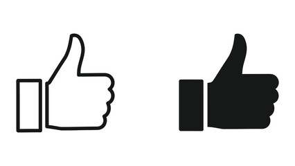 Obraz premium Thumbs Up Icon Set: Outline and Solid Styles for Approval