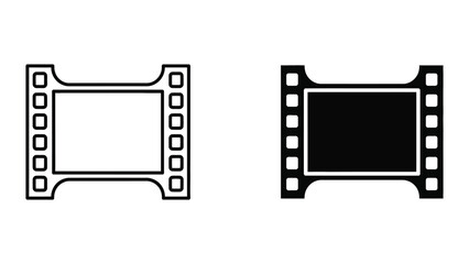 Fototapeta premium Film Strip Icon Set - Outline and Solid Black Glyph for Cinema, Photography, and Video