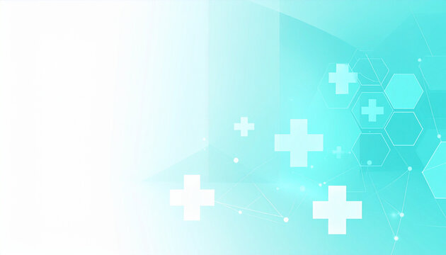 Abstract Medical Science Background with Hexagonal Structures and Healthcare Symbol