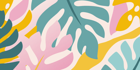 Naklejka premium Abstract floral pattern with overlapping shapes in pastel colors