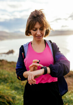  Woman using smartwatch