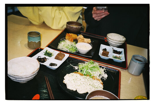 Japanese Lunch Set on Table in Casual Restaurant